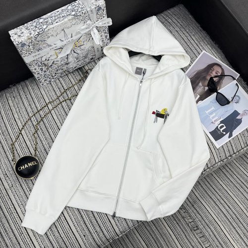 Dior Dio Embroidered Pony Hoodie Cardigan