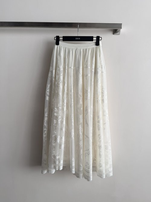 Dior Multi-layered Lace Net Skirt with Exquisite Embroidery