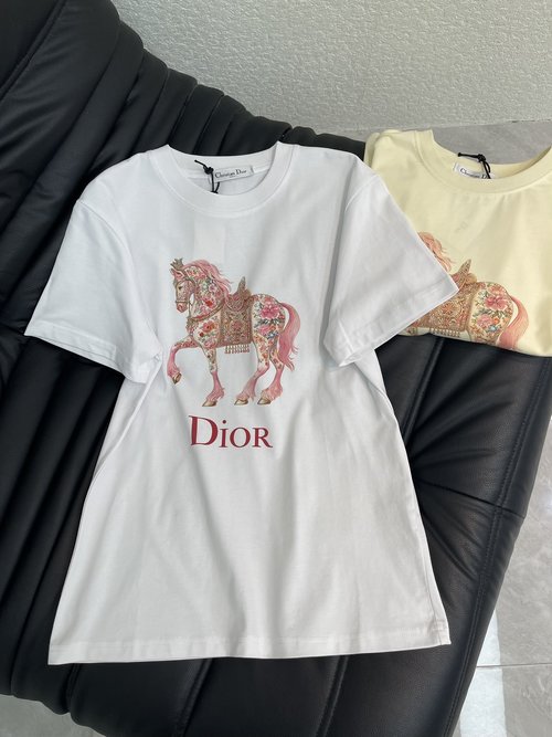Dior Digital Horse-printed Short-sleeved T-shirt, Trendy Style