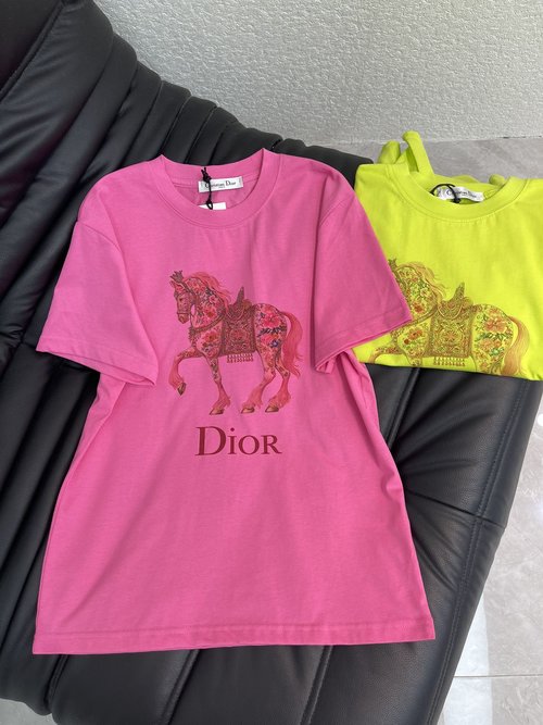 Dior Digital Horse-printed Short-sleeved T-shirt, Trendy Style