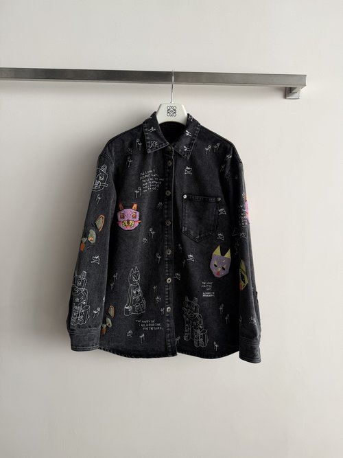Louis Vuitton Collaborative Denim Jacket with Cat Embroidery
