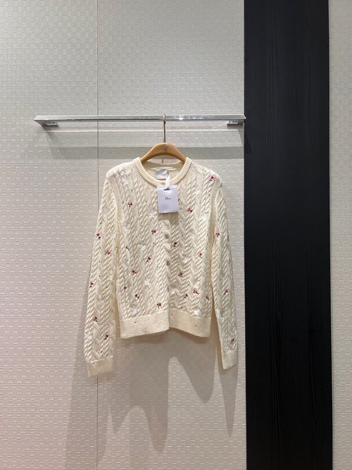 Dior Embroidered Peace Dove Floral Knit Cardigan