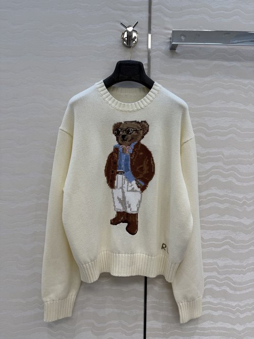 Loro Piana Classic H-fit Short Knit Jacket with Embroidered Bear and Letters