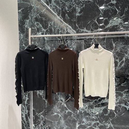 Chanel Semi-High Collar Knit Top for Elegance