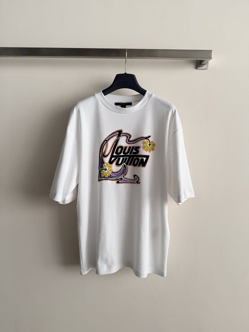 Louis Vuitton Floral Logo Short Sleeve Cotton T-shirt