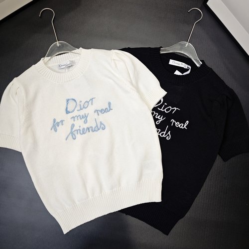 Dior Embroidered Round-neck Short-sleeved Wool Top