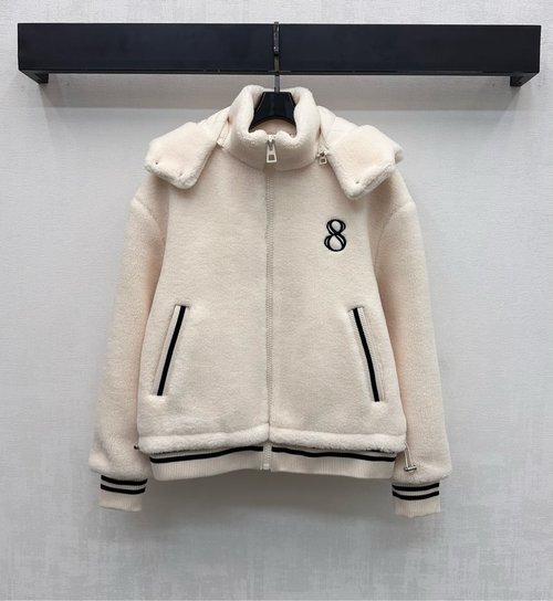 Dior Custom Imported Lamb Wool Hooded Ski Jacket with Embroidered Logo