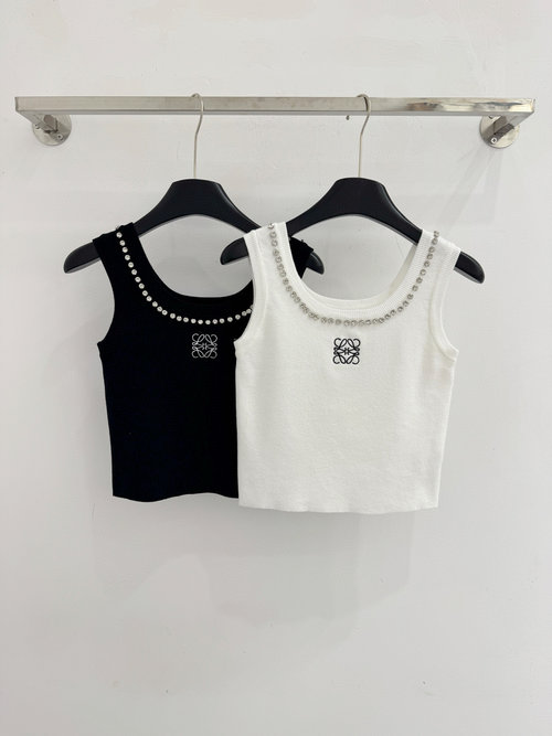 Loewe Diamond-Embellished Knit Vest, Simple Elegance