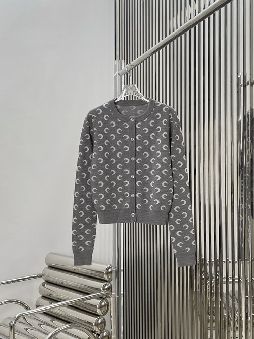 Marine Serre New - Wool Small Moon Jacquard Open Cardigan