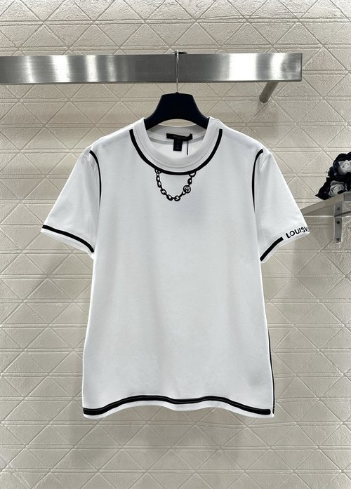 Louis Vuitton Customized Cotton T-shirt with Chain Decoration