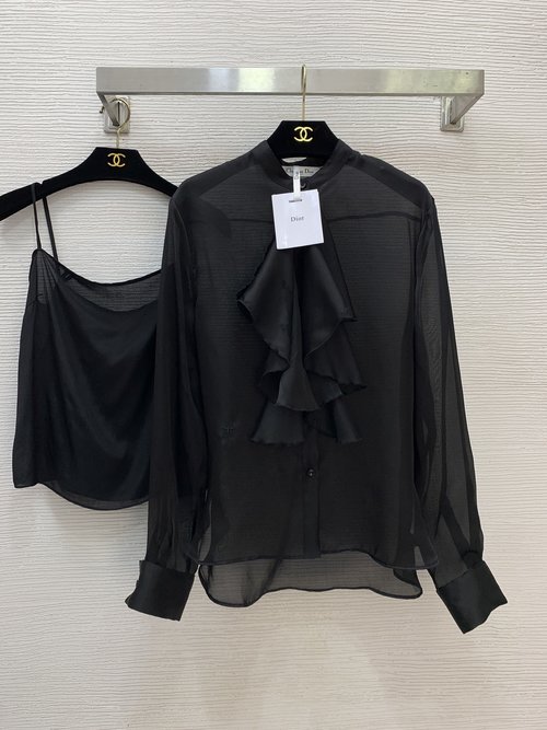 Dior High - End Silk Shirt with Lace and Sling