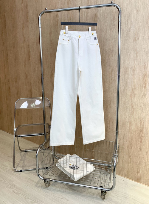 Loewe Original Pocket Gold Button Embroidery Comfortable Jeans