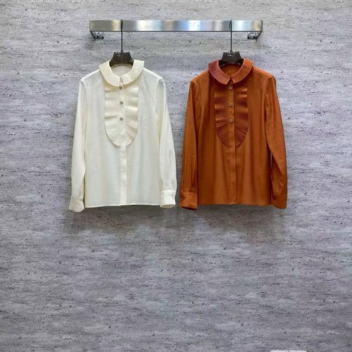 Dior Sophisticated Tencel Linen Shirt with Ruffled Collar