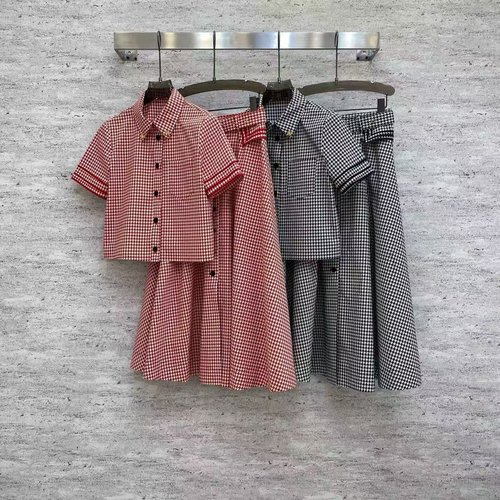 Dior Charming Digital Print Cotton Checkered Suit