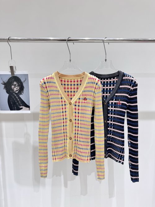 Vivienne Westhood Slim-Fit Colorful Checked and Striped Cardigan