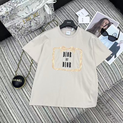 Dior Spring Embroidered Letter Short - Sleeve T - Shirt
