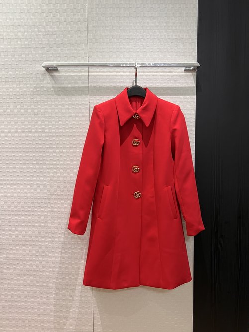 Gucci Double G Buttoned A-Line Simple Elegant Coat Dress