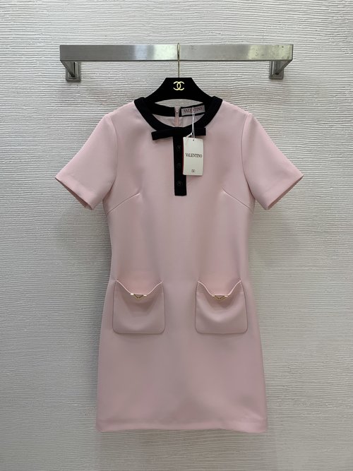 Valentino Stylish Sleeveless Dress with Bow and V-shaped Metal Accessories