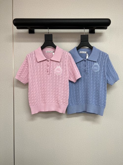 Dior Twisted Knit Items with Solid Position 2-Color Embroidery