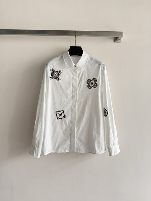 Loro Piana Geometric-Embroidered White Shirt, a Versatile Fashion Piece