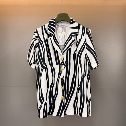 Schiaparelli Zebra Print Silk Shirt with French Elegance Details