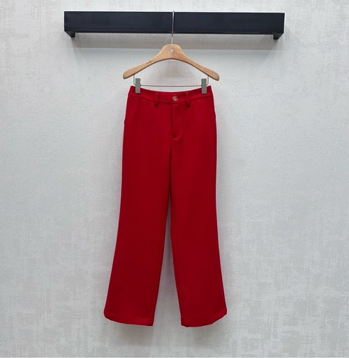 Gucci Imported Wool Straight-Leg Trousers with Double-G Buttons