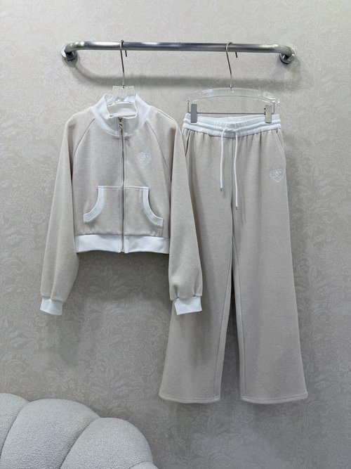 Chanel Stand-up Collar Suit with Heart Double C Logo