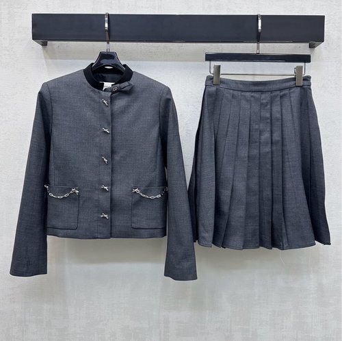 Dior Custom Imported YB Collar Blazer and Pleated Skirt Set