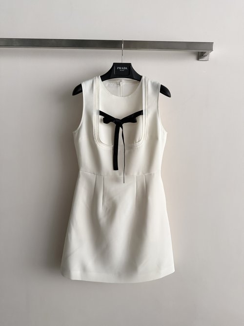 Prada New Bow-Front Sleeveless Dress for Graceful Look