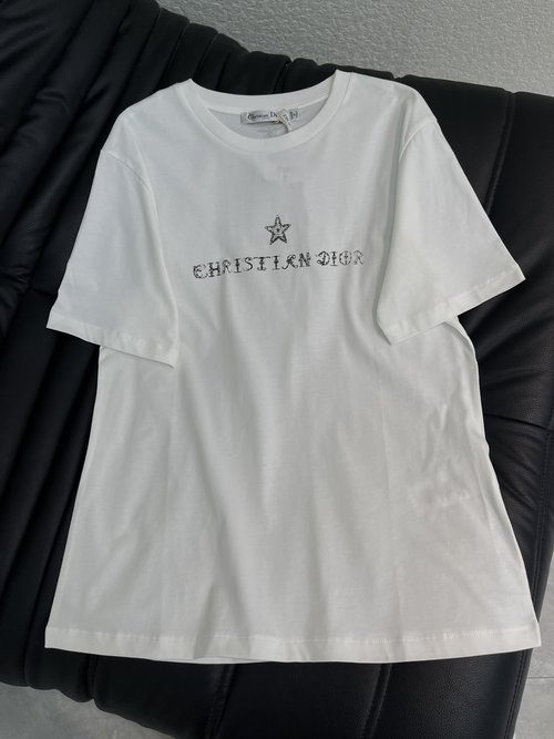 Dior Round-neck Printed Short-sleeved T-shirt with Floral Pattern