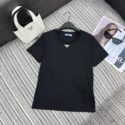 Prada Pra Series Short Sleeve T-Shirt with Classic Inverted Triangle