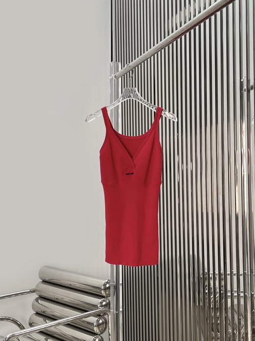 Miu Miu Limited Edition Auspicious Red Knit Sling Vest for Celebrations