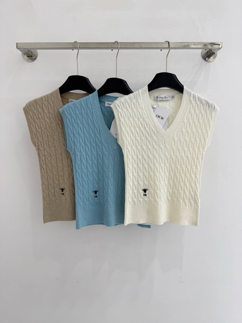 Dior V-Neck Knit Vest for Layering, Soft and Comfortable