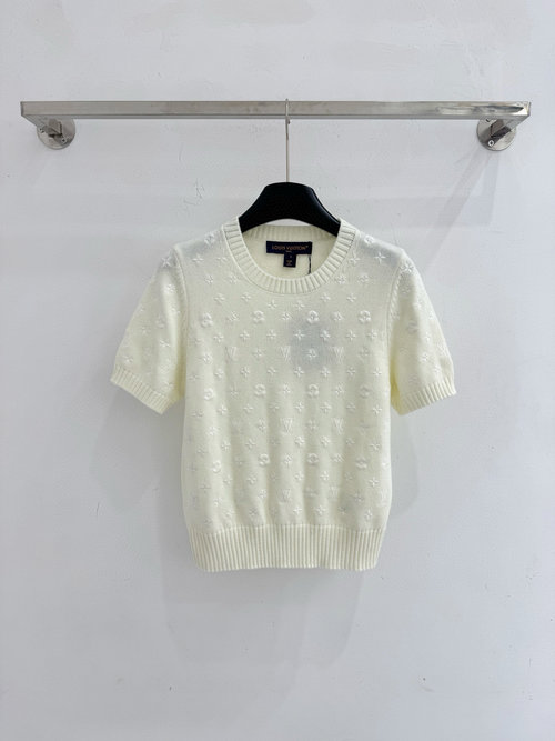 Louis Vuitton Versatile Round-neck Top with Exquisite Jacquard Pattern