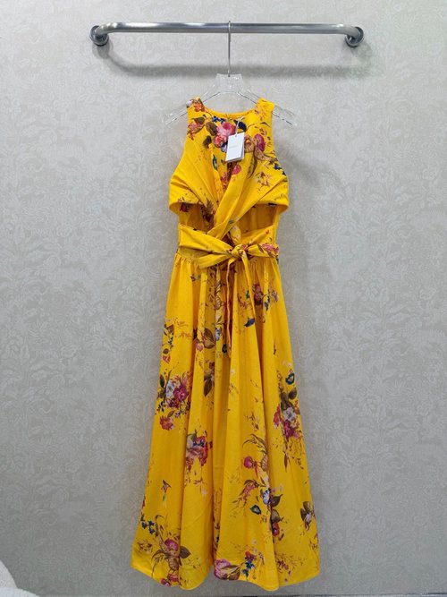 Zimmermann Waist-Cutout Strappy Dress with Custom Print, Graceful Look