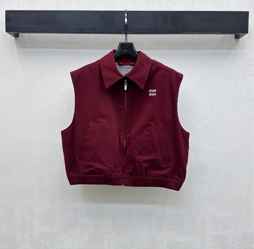 Miu Miu Retro Red Embroidered Letter Vest