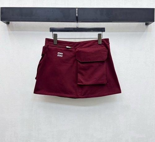 Miu Miu A-line Embroidered Letter Skirt, Sweet Cool Style