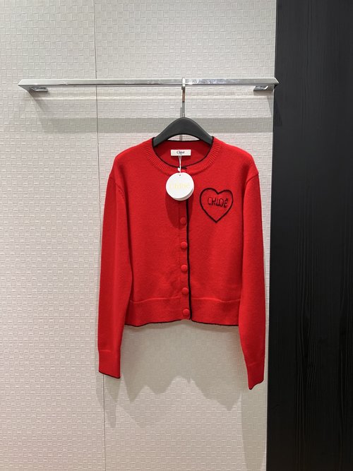 Chanel Embroidered Love Logo Knitted Cardigan, Versatile
