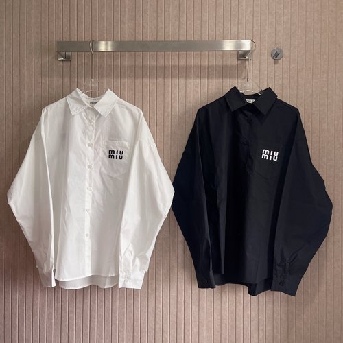 Miu Miu Water Drill Letter Shirt for Casual Style