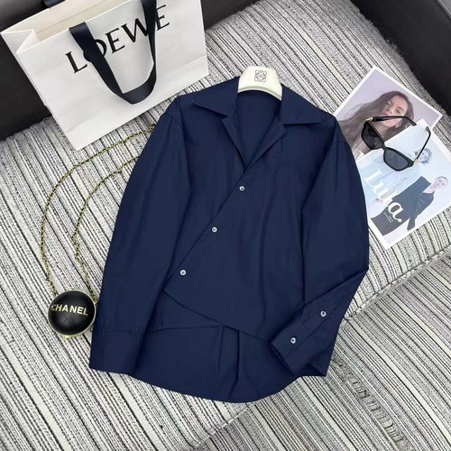 Loewe Collared Long-sleeved Shirt with Irregular Hem