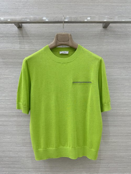 Brunello Cucinelli Spring/Summer Knit Top: Copper-Chain Embroidered Grace