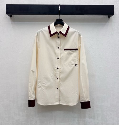 Chanel Contrast-Trimmed Collared Cotton Shirt
