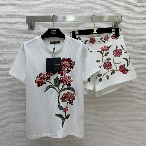 Dolce & Gabbana Heavy-embroidered Cotton Casual Two-piece Set with Zip