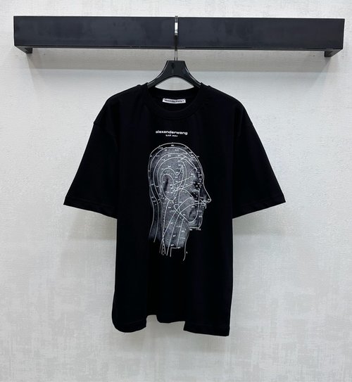 Alexander Wang Round Neck Letter Logo T-shirt with Distinctive Pattern
