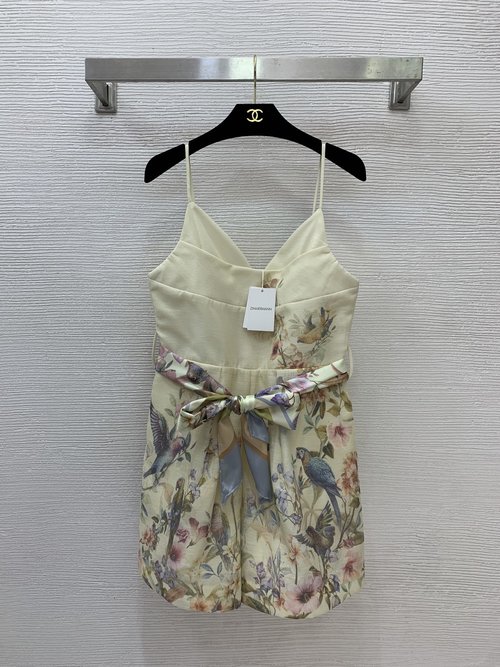 Zimmermann Loose V-neck Sling Jumpsuit with Floral Print