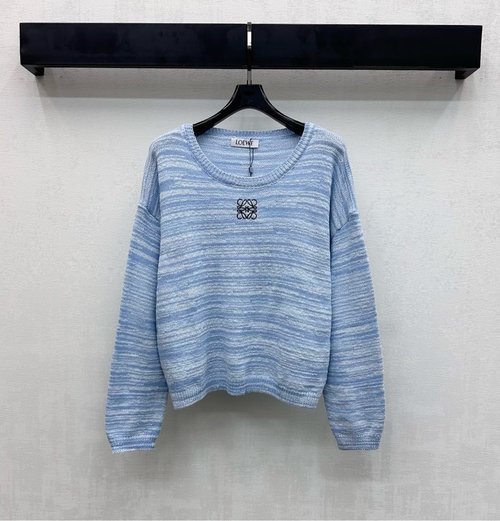 Loewe Knitted Top with Contrast Color and Embroidery Logo