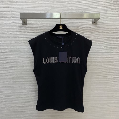 Louis Vuitton Heavy-riveted Logo Decorated Sleeveless Round-neck T-shirt