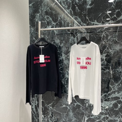 Acne Studios Pink Reverse Letter Print Long-Sleeve T-Shirt, Trendy Use