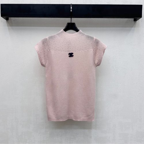 Chanel Elegant Fly - Sleeve Knit Top with Double C Logo