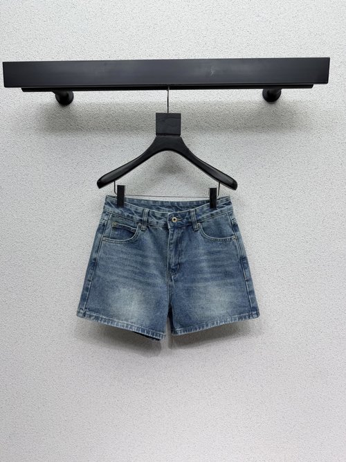 Loewe Soft Denim Shorts, Vintage Wash, Embroidered Pocket